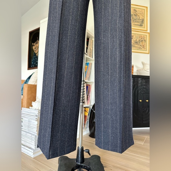 Vintage 90’s DKNY Pinstriped Wool High Waist Straight Leg Trousers - Picture 5 of 16